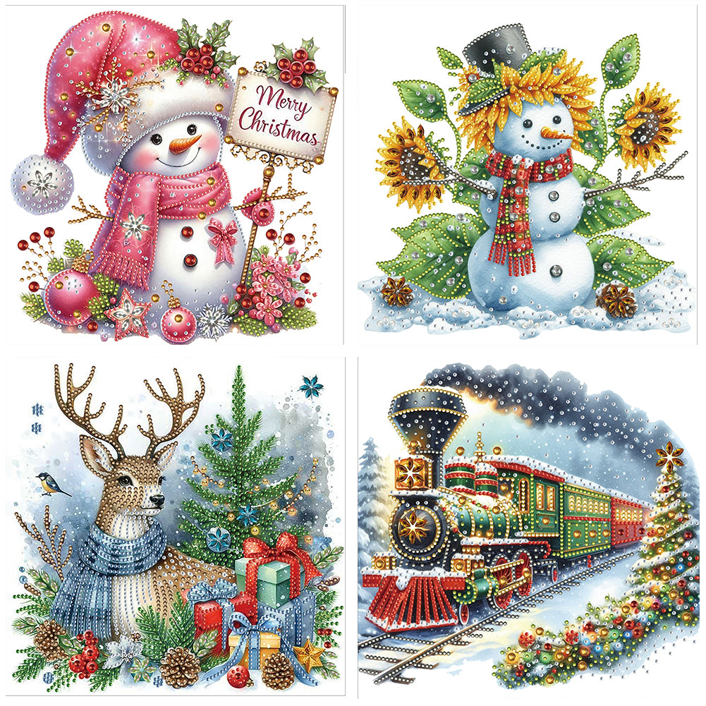4 Pcs Christmas - Special Shaped Drill Diamond Painting 30*30CM