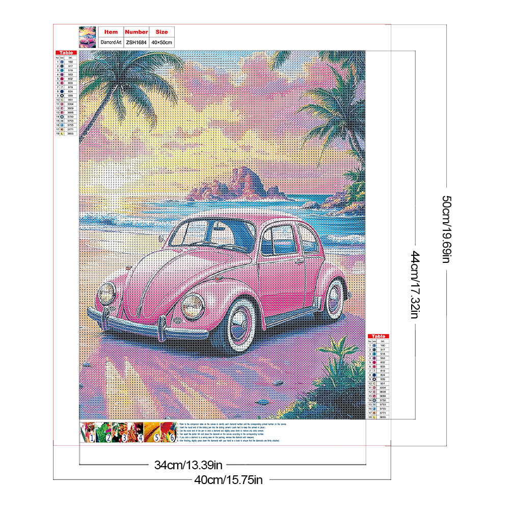 Beach Car - Full Round Drill Diamond Painting 40*50CM