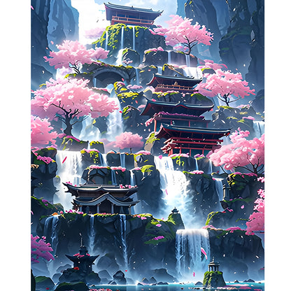 Dream Waterfall City - Full Round Drill Diamond Painting 40*50CM