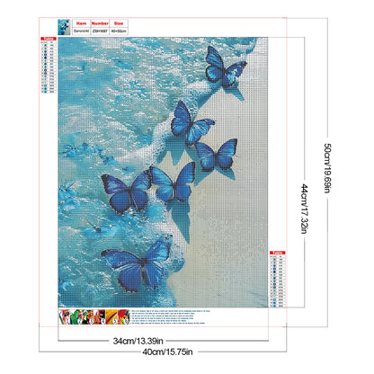 Beach Butterfly - Full Round Drill Diamond Painting 40*50CM