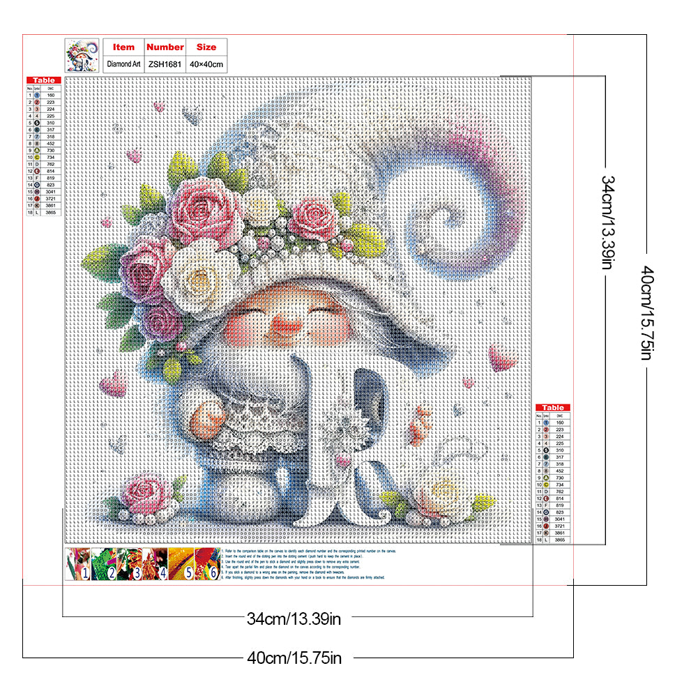 Flower Gnome - Full Round Drill Diamond Painting 40*40CM