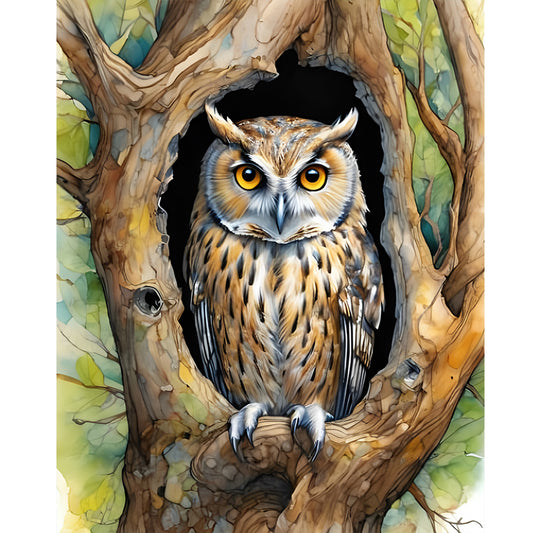 Owl - Full Round Drill Diamond Painting 40*40CM