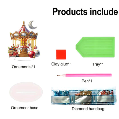 2D Flat Xmas DIY Desktop Diamond Art Kits Diamond Painting Desktop Ornaments Kit