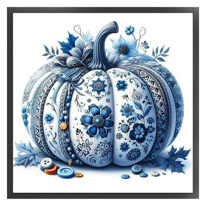 Blue And White Porcelain Pumpkin - 14CT Stamped Cross Stitch 40*40CM