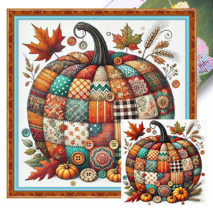 Colorful Splicing Pumpkin - 14CT Stamped Cross Stitch 40*40CM