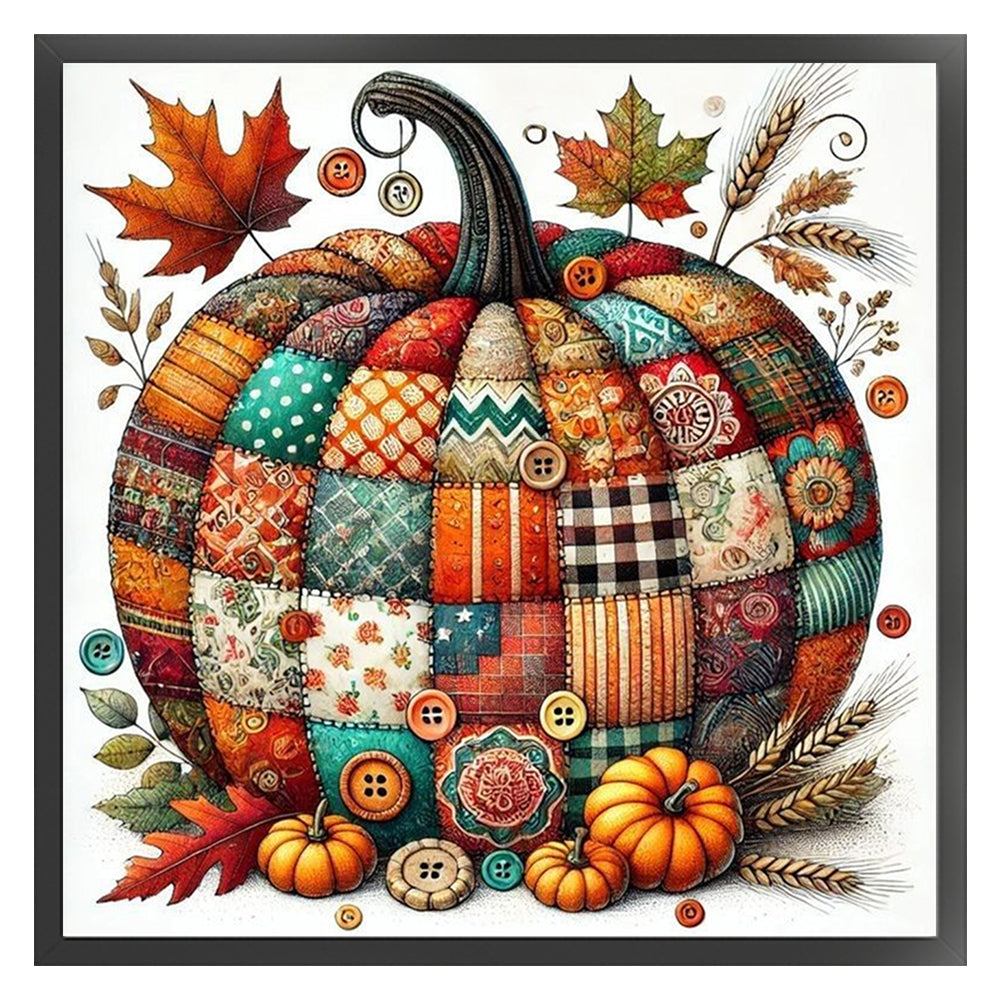 Colorful Splicing Pumpkin - 14CT Stamped Cross Stitch 40*40CM