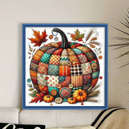 Colorful Splicing Pumpkin - 14CT Stamped Cross Stitch 40*40CM