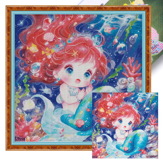 Mermaid Princess - 14CT Stamped Cross Stitch 65*65CM£¨Egyptian cotton£©£¨Spring£©