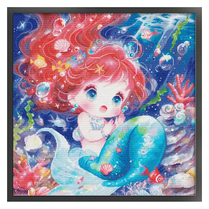 Mermaid Princess - 14CT Stamped Cross Stitch 65*65CM£¨Egyptian cotton£©£¨Spring£©