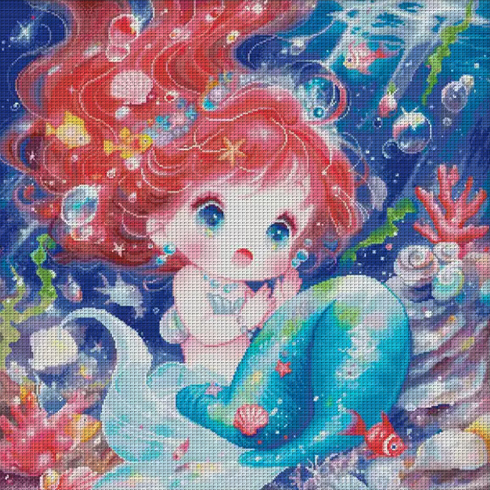 Mermaid Princess - 14CT Stamped Cross Stitch 65*65CM£¨Egyptian cotton£©£¨Spring£©