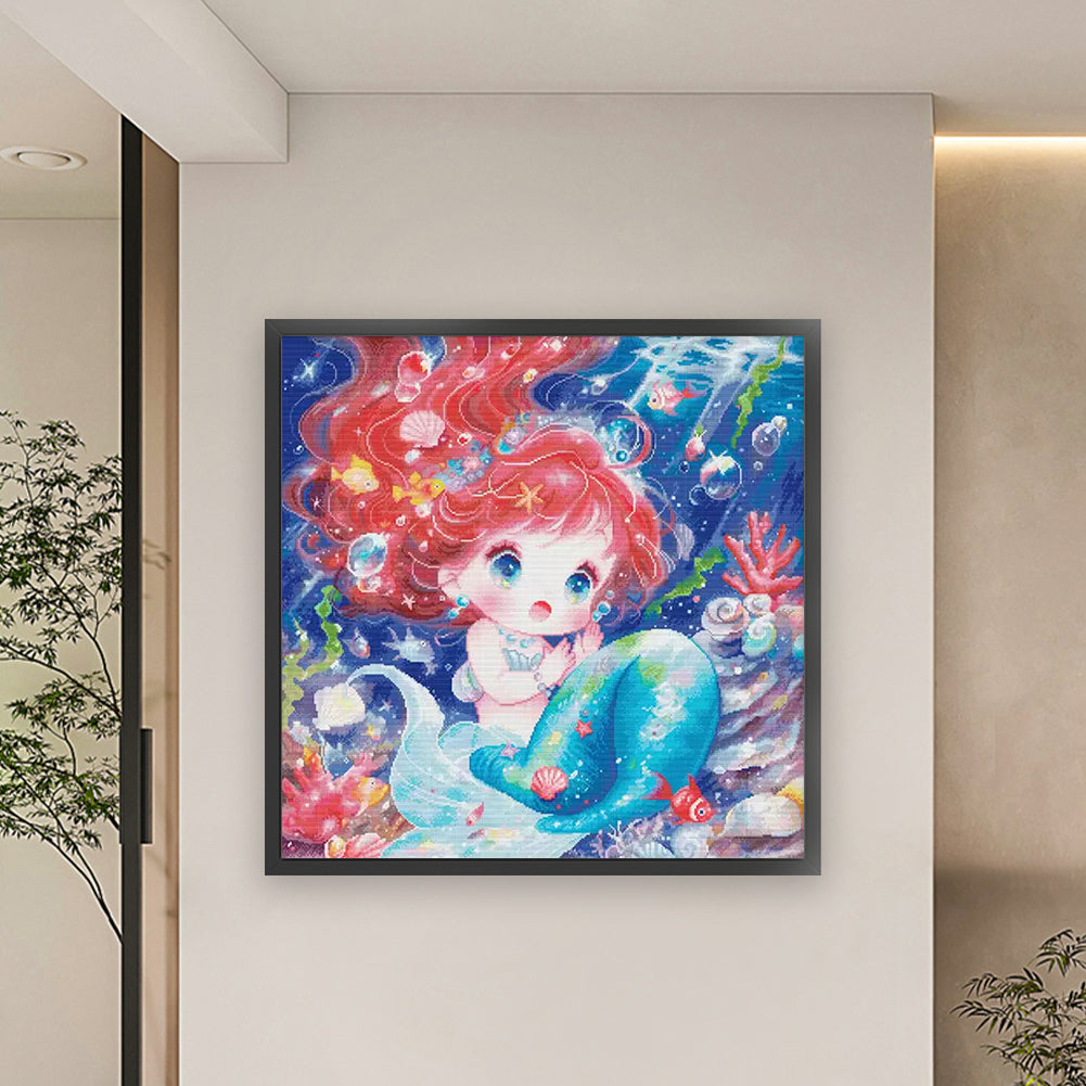 Mermaid Princess - 14CT Stamped Cross Stitch 65*65CM£¨Egyptian cotton£©£¨Spring£©