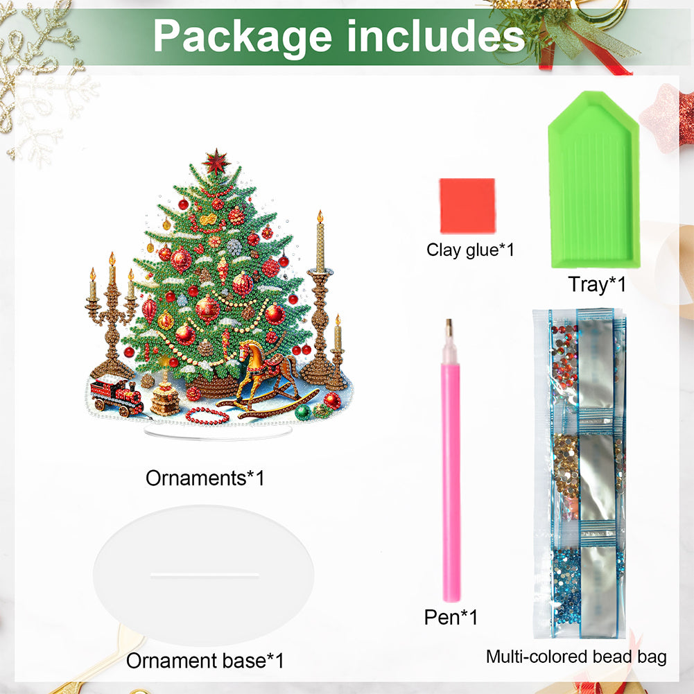 2D Flat Xmas DIY Desktop Diamond Art Kits Diamond Painting Desktop Ornaments Kit