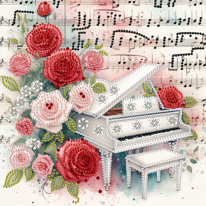 Piano And Rose - Special Shaped Drill Diamond Painting 30*30CM