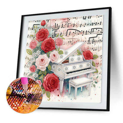 Piano And Rose - Special Shaped Drill Diamond Painting 30*30CM