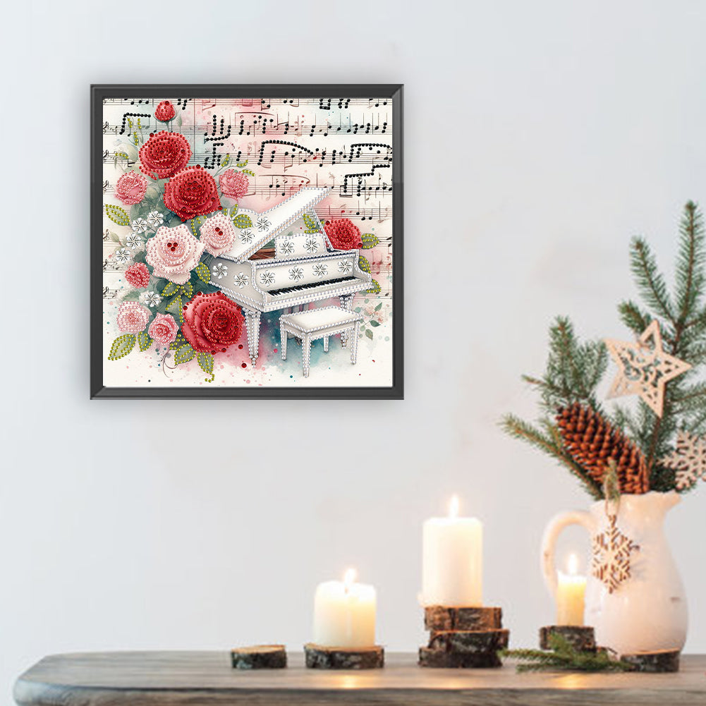 Piano And Rose - Special Shaped Drill Diamond Painting 30*30CM