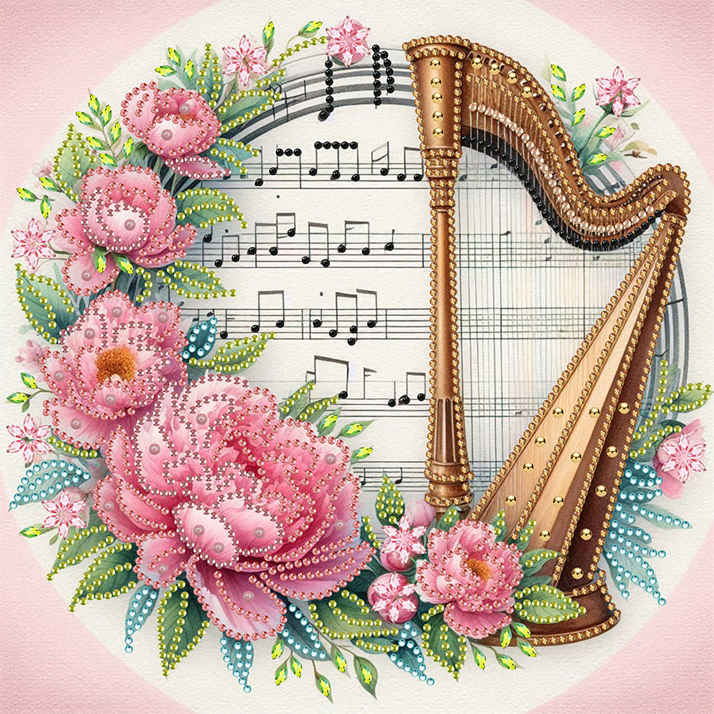 Harp And Peony - Special Shaped Drill Diamond Painting 30*30CM