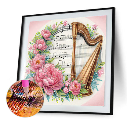 Harp And Peony - Special Shaped Drill Diamond Painting 30*30CM