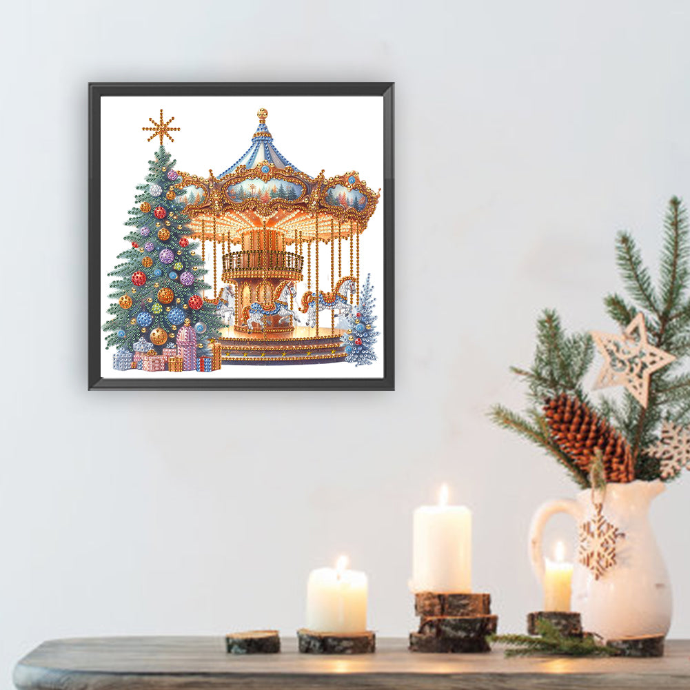 Christmas Tree And Carousel - Special Shaped Drill Diamond Painting 30*30CM