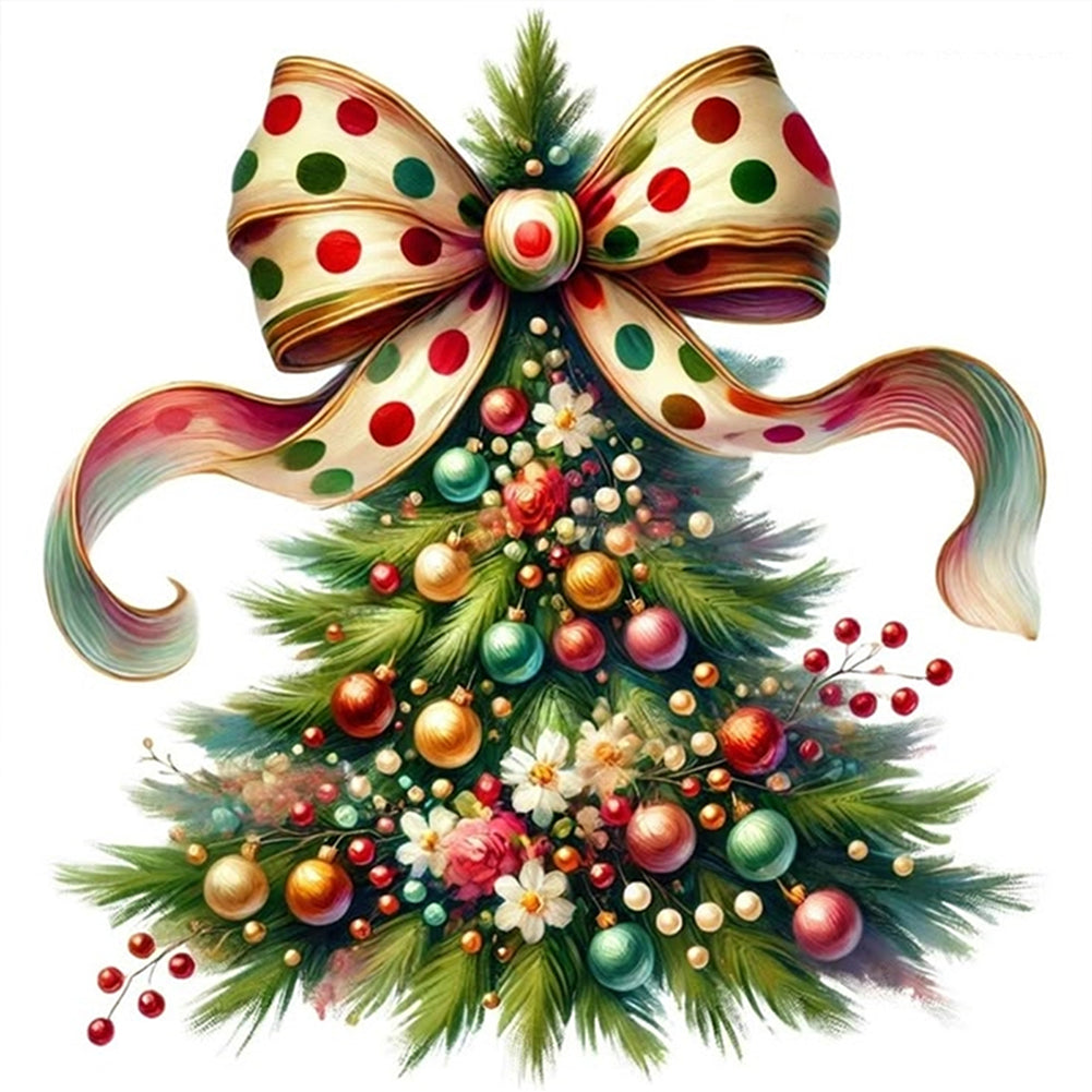 Butterfly Bow Christmas Tree - 11CT Stamped Cross Stitch 40*40CM