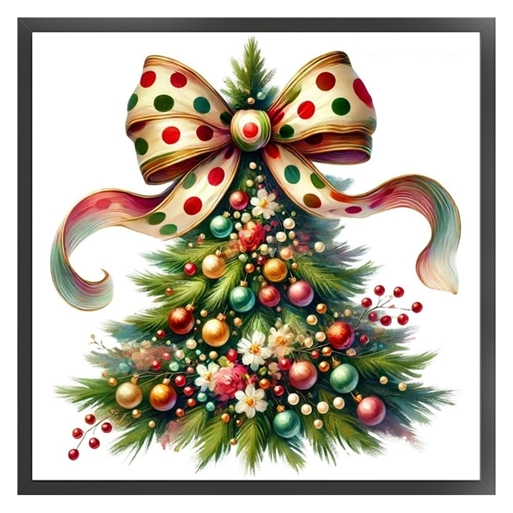 Butterfly Bow Christmas Tree - 11CT Stamped Cross Stitch 40*40CM