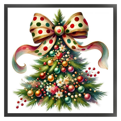 Butterfly Bow Christmas Tree - 11CT Stamped Cross Stitch 40*40CM