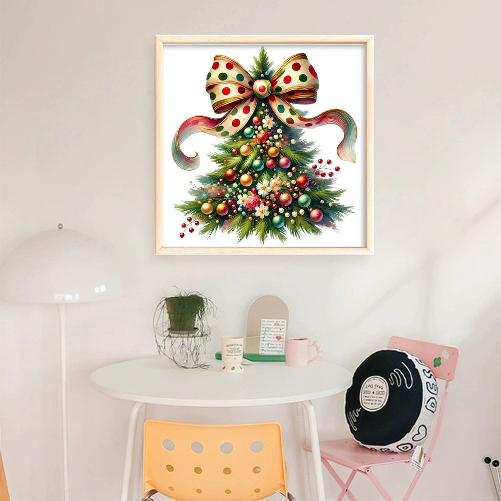 Butterfly Bow Christmas Tree - 11CT Stamped Cross Stitch 40*40CM