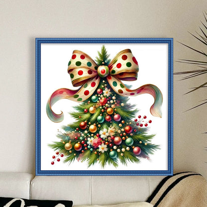 Butterfly Bow Christmas Tree - 11CT Stamped Cross Stitch 40*40CM