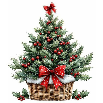Christmas Tree Basket - 11CT Stamped Cross Stitch 40*40CM