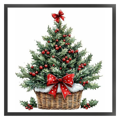 Christmas Tree Basket - 11CT Stamped Cross Stitch 40*40CM