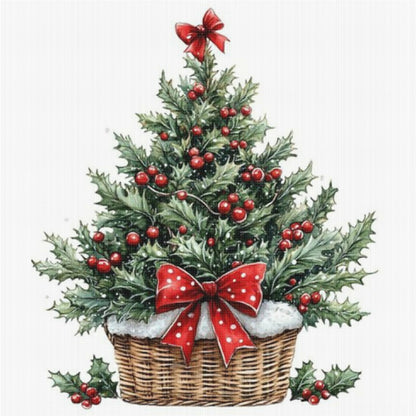 Christmas Tree Basket - 11CT Stamped Cross Stitch 40*40CM
