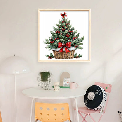 Christmas Tree Basket - 11CT Stamped Cross Stitch 40*40CM