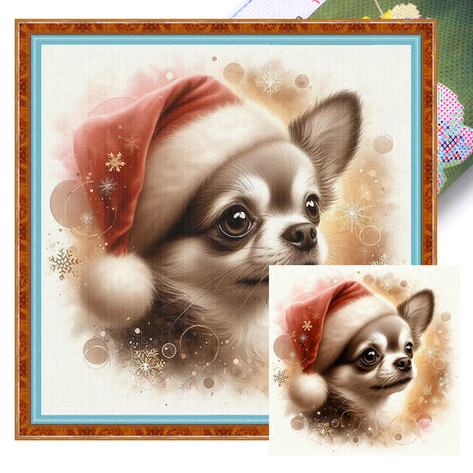 Christmas Puppy - 11CT Stamped Cross Stitch 40*40CM