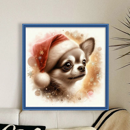 Christmas Puppy - 11CT Stamped Cross Stitch 40*40CM