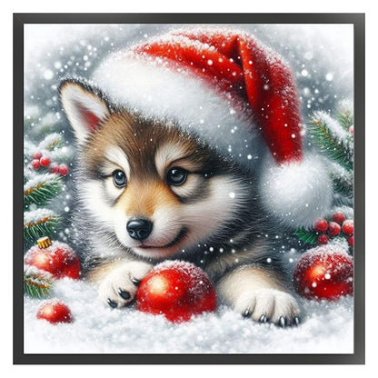 Christmas Puppy - 11CT Stamped Cross Stitch 40*40CM