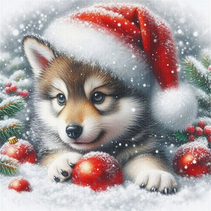 Christmas Puppy - 11CT Stamped Cross Stitch 40*40CM