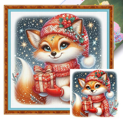 Christmas Fox - 11CT Stamped Cross Stitch 40*40CM