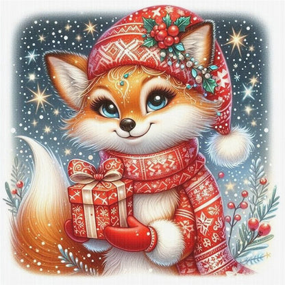 Christmas Fox - 11CT Stamped Cross Stitch 40*40CM