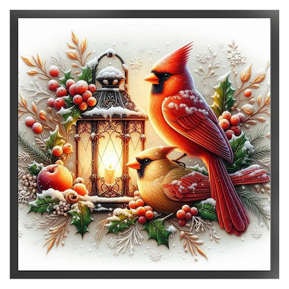 Christmas Cardinal And Lights - 11CT Stamped Cross Stitch 45*45CM