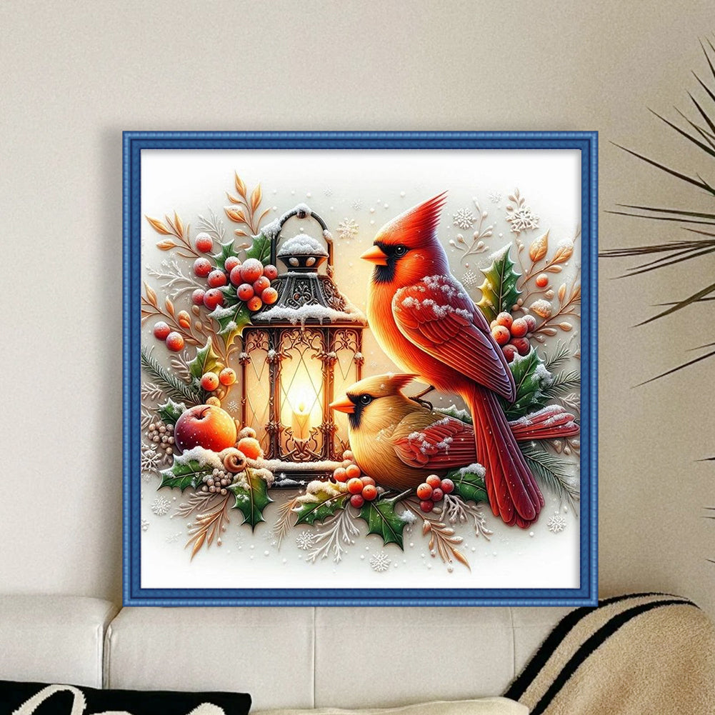 Christmas Cardinal And Lights - 11CT Stamped Cross Stitch 45*45CM