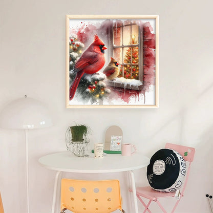 Christmas Cardinal Outside The Window - 11CT Stamped Cross Stitch 45*45CM
