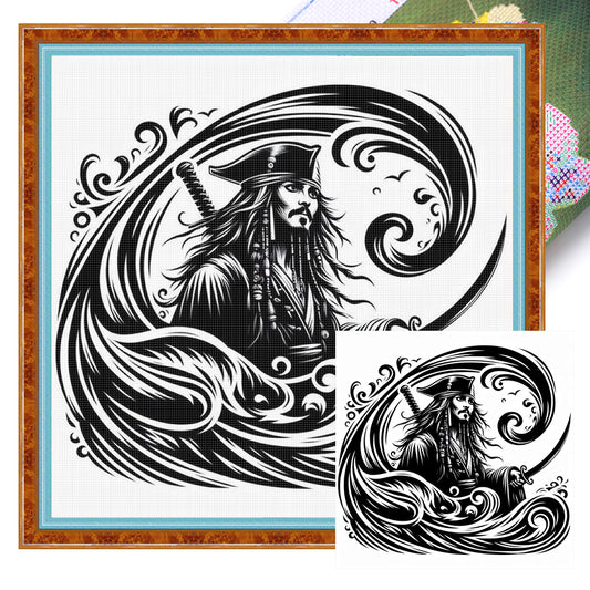 Silhouette Pirate Ship Captain - 11CT Stamped Cross Stitch 40*40CM