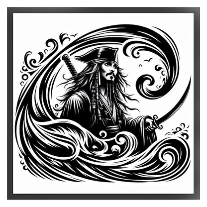 Silhouette Pirate Ship Captain - 11CT Stamped Cross Stitch 40*40CM