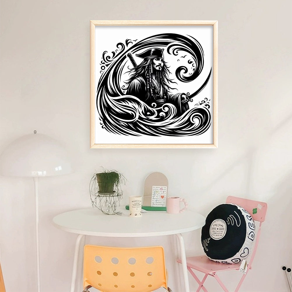Silhouette Pirate Ship Captain - 11CT Stamped Cross Stitch 40*40CM