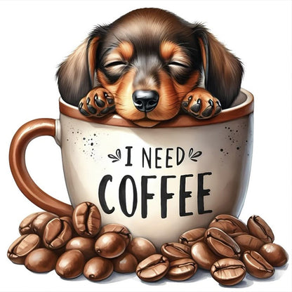 Coffee Puppy - Full Round Drill Diamond Painting 30*30CM