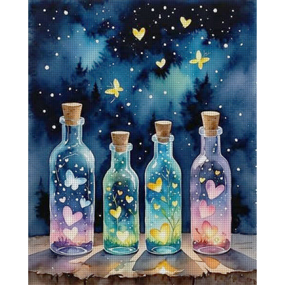 Colored Glass Bottle - 11CT Stamped Cross Stitch 40*50CM
