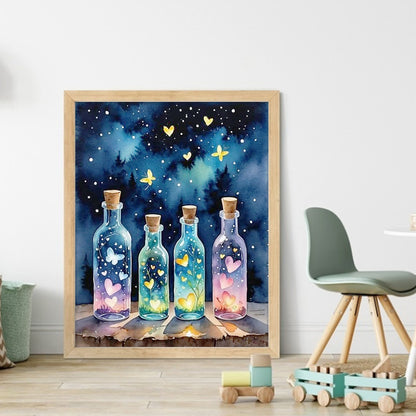 Colored Glass Bottle - 11CT Stamped Cross Stitch 40*50CM