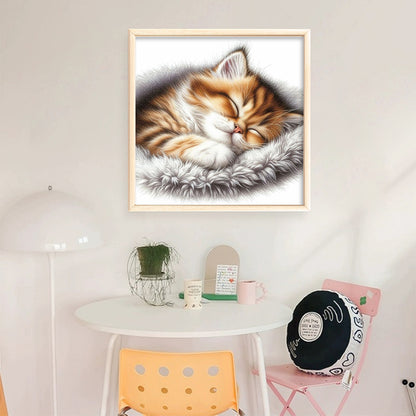 Sleeping Kitten - 11CT Stamped Cross Stitch 40*40CM
