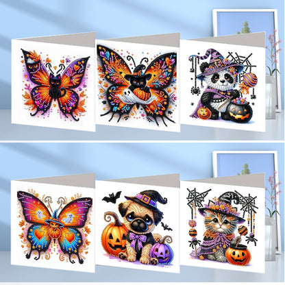 6PCS DIY Diamond Art Greeting Cards Halloween Designs for Halloween and Holidays