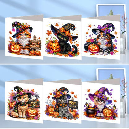 6PCS DIY Diamond Art Greeting Cards Halloween Designs for Halloween and Holidays