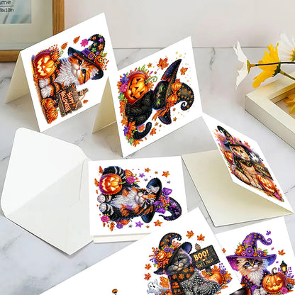 6PCS DIY Diamond Art Greeting Cards Halloween Designs for Halloween and Holidays